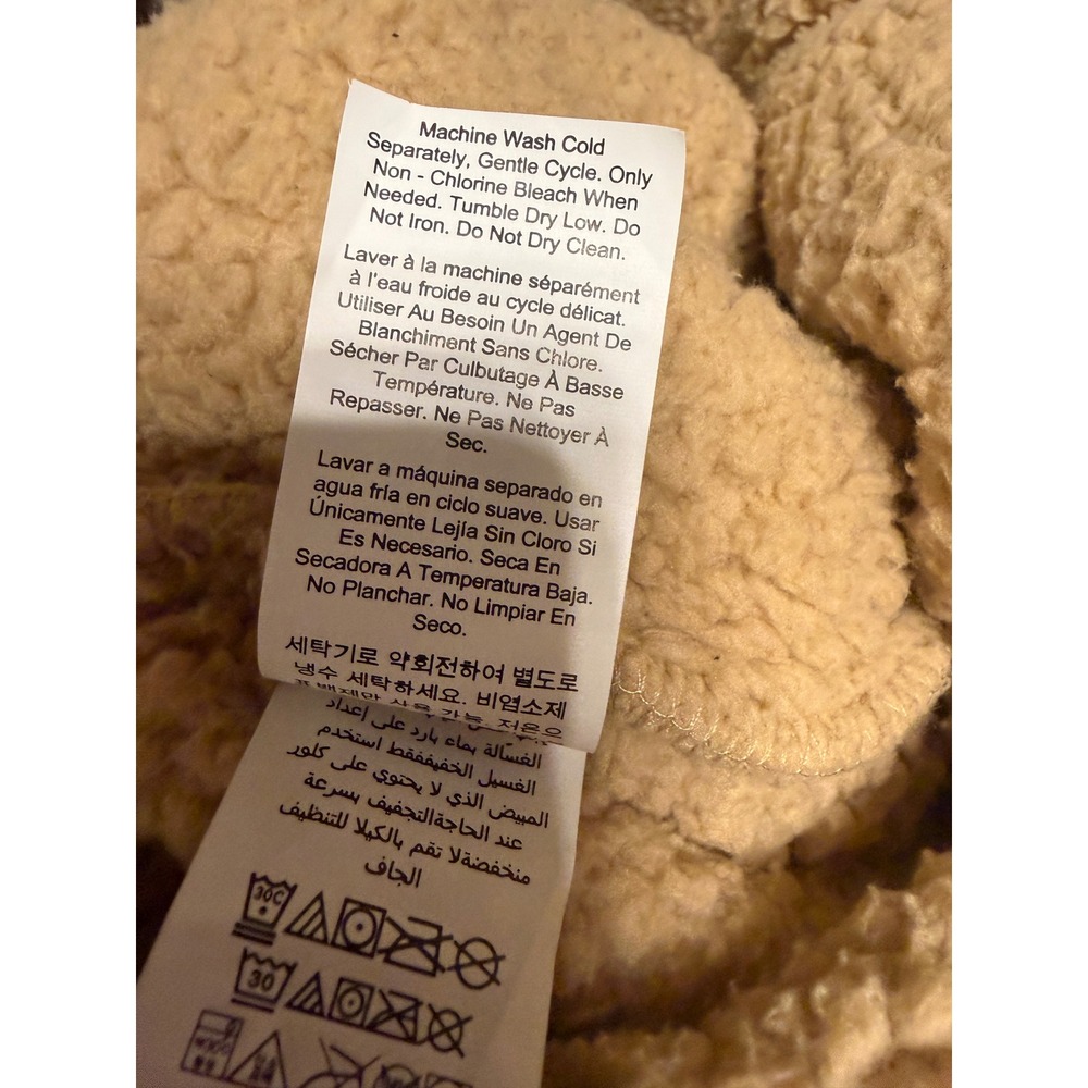 Pottery Barn Teddy Bear Robe Camel Tan Faux Fur Plush Bathrobe Medium - Picture 8 of 8